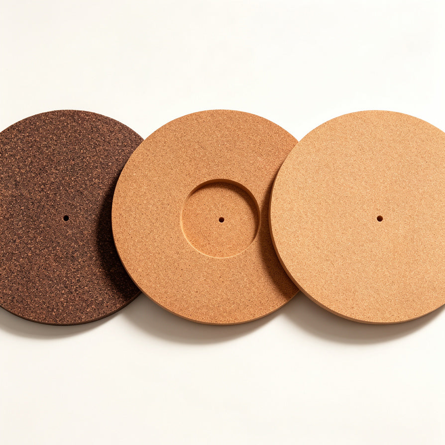 AUDURA cork turntable mat surface options rubber cork grooved and smooth