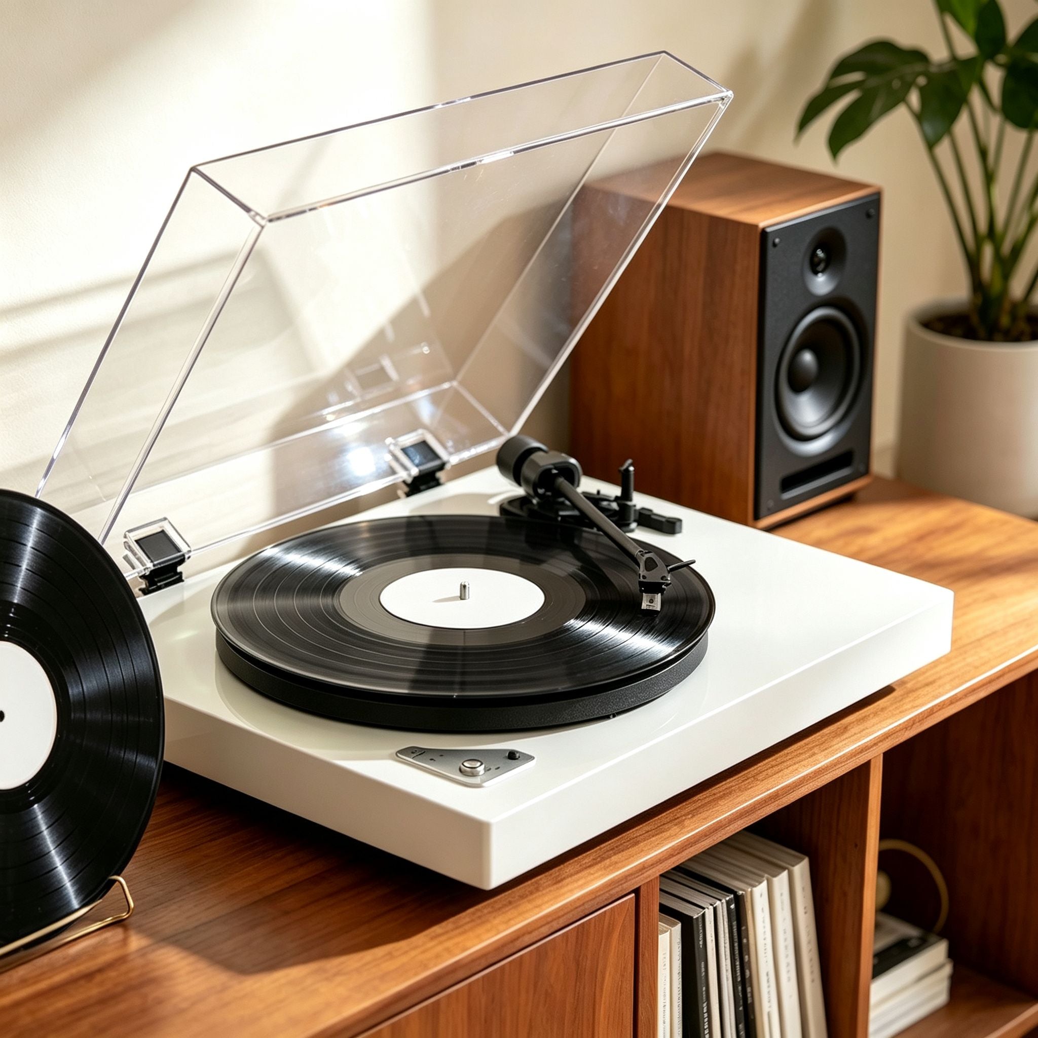 AUDURA Pure turntable with precision engineering details designed for stable vinyl playback performance