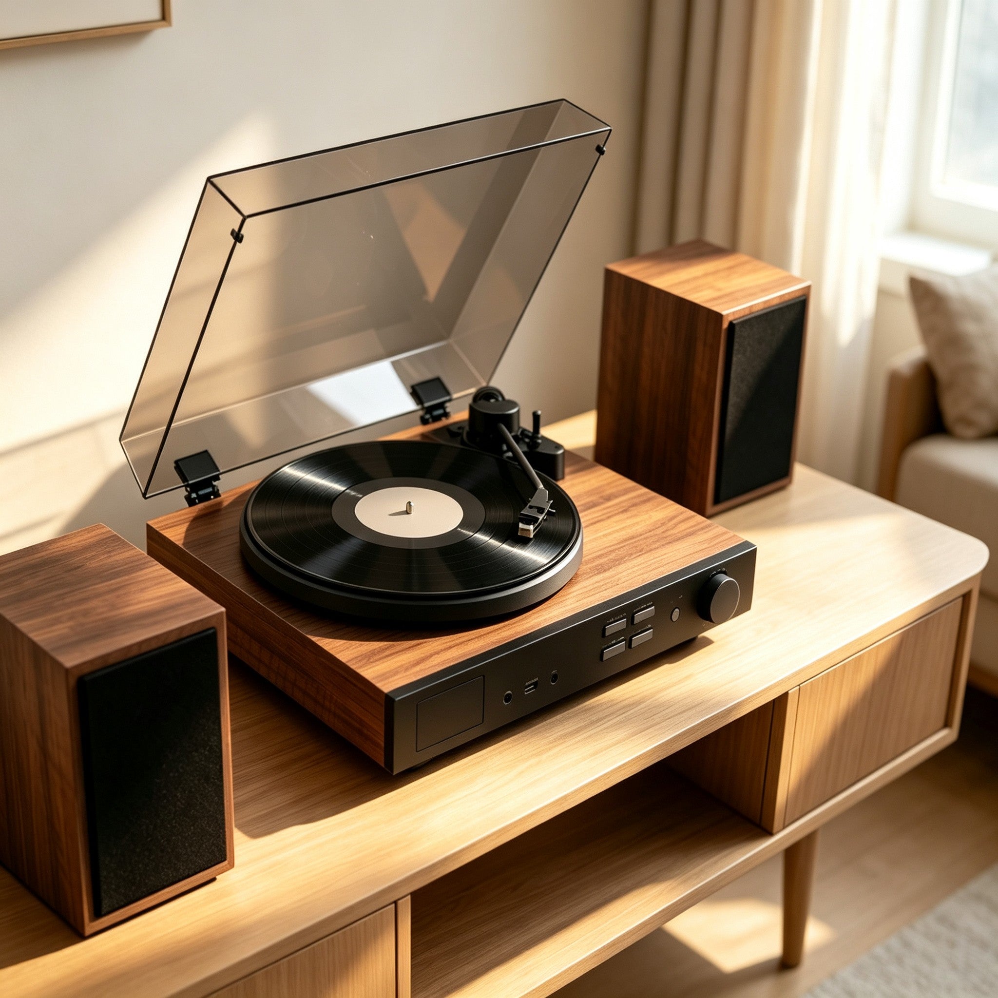 AUDURA One complete home vinyl music system with Bluetooth and stereo speakers