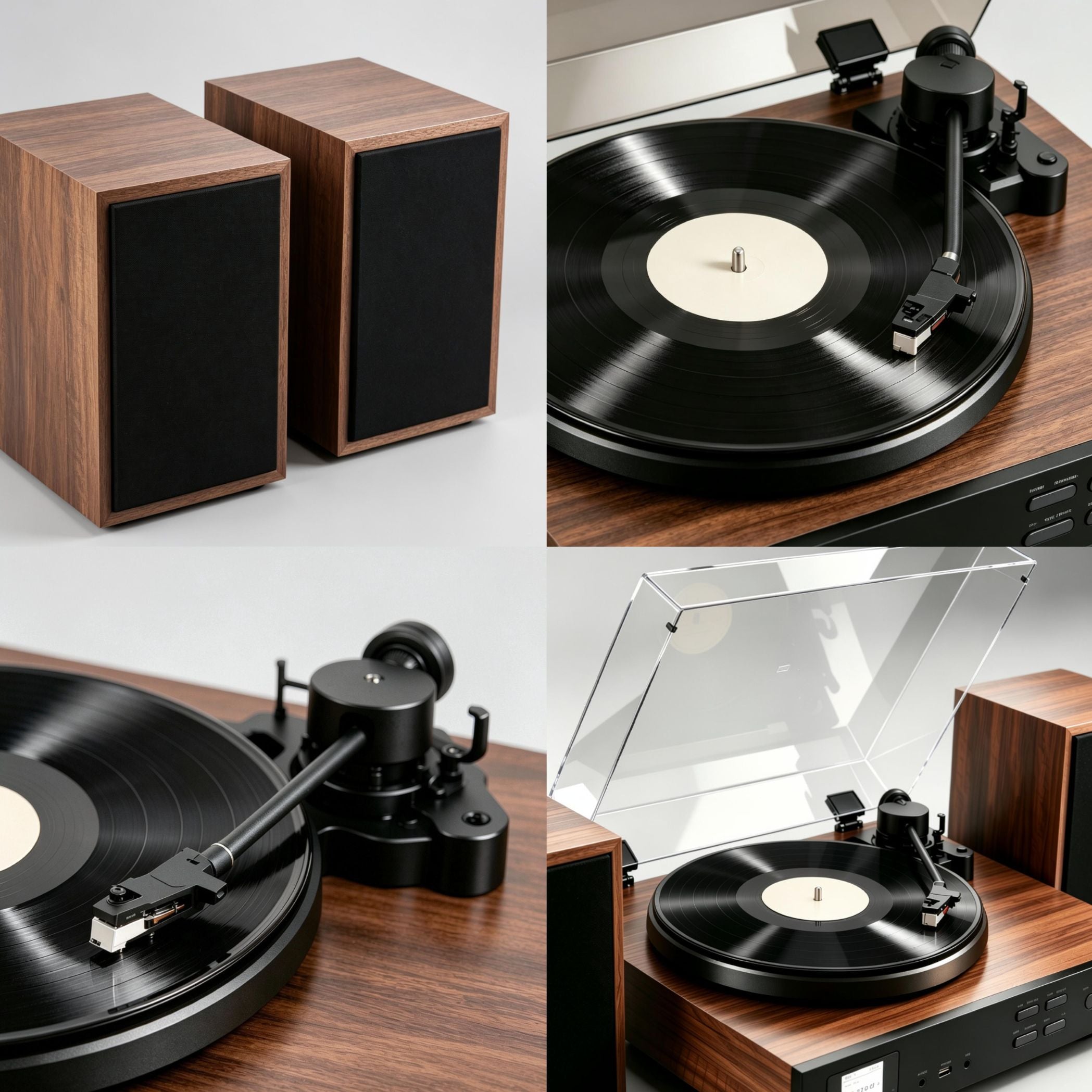 AUDURA One turntable cartridge tonearm aluminum platter and speaker details