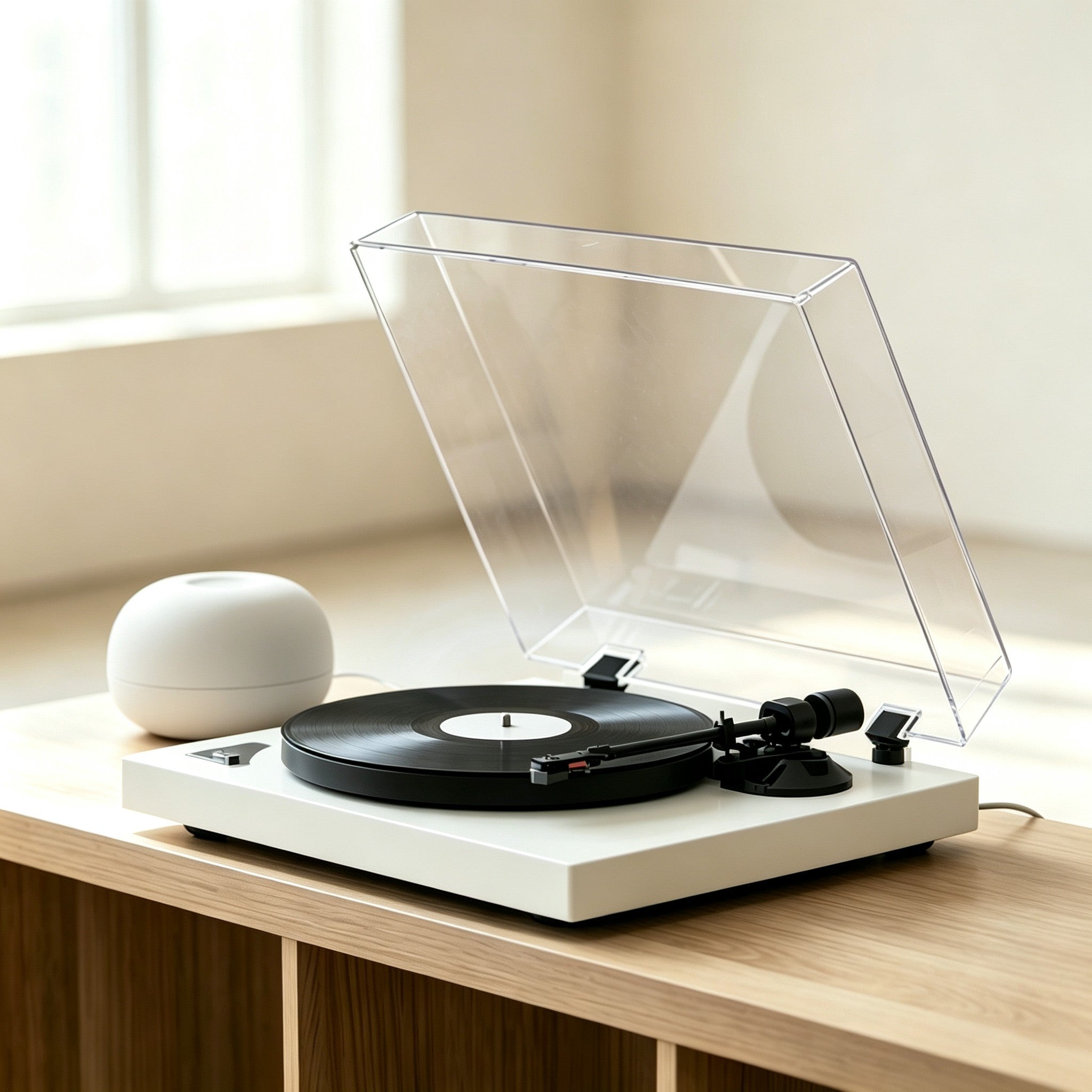 AUDURA Pure Bluetooth vinyl turntable connected to wireless speakers