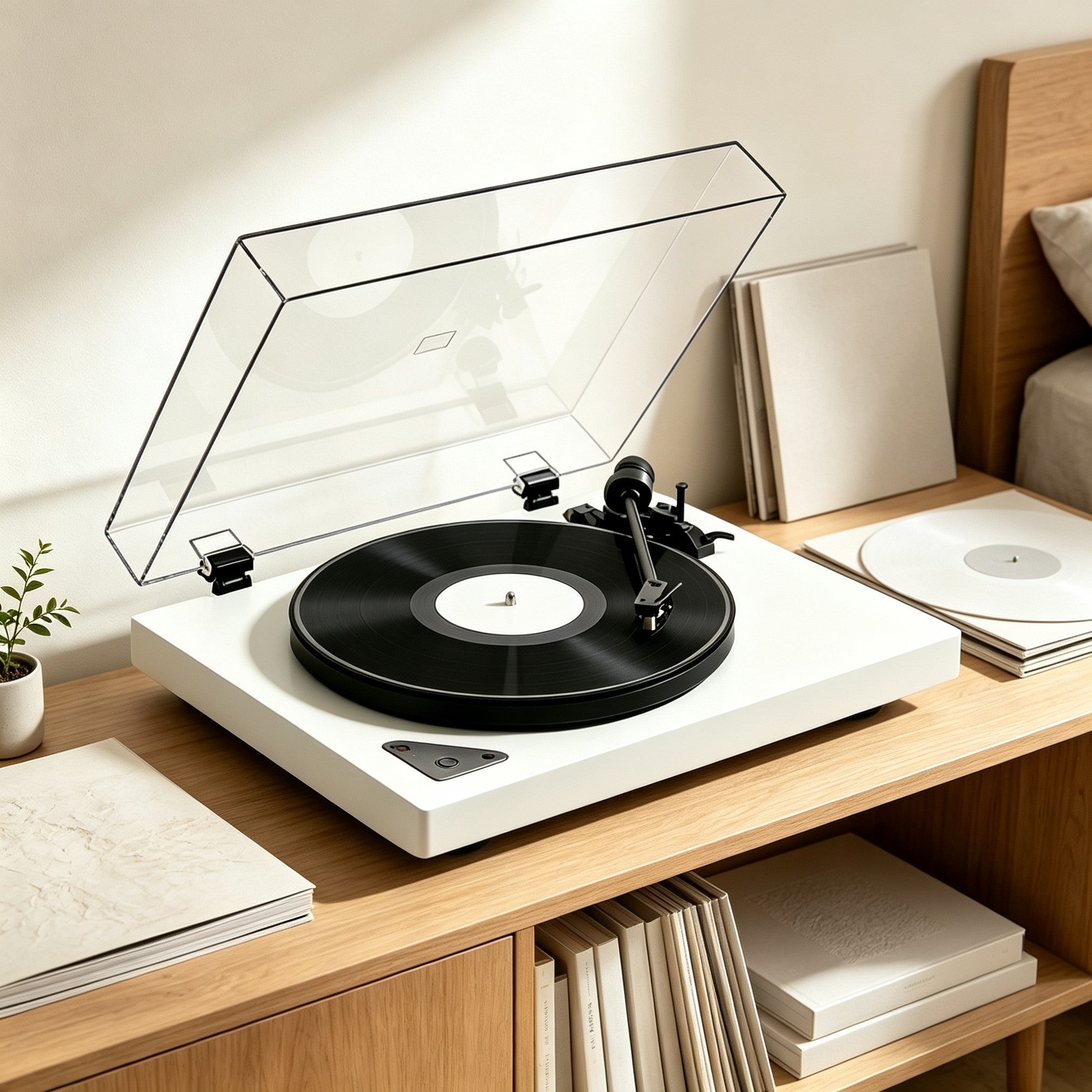AUDURA Pure minimalist turntable setup in a modern home