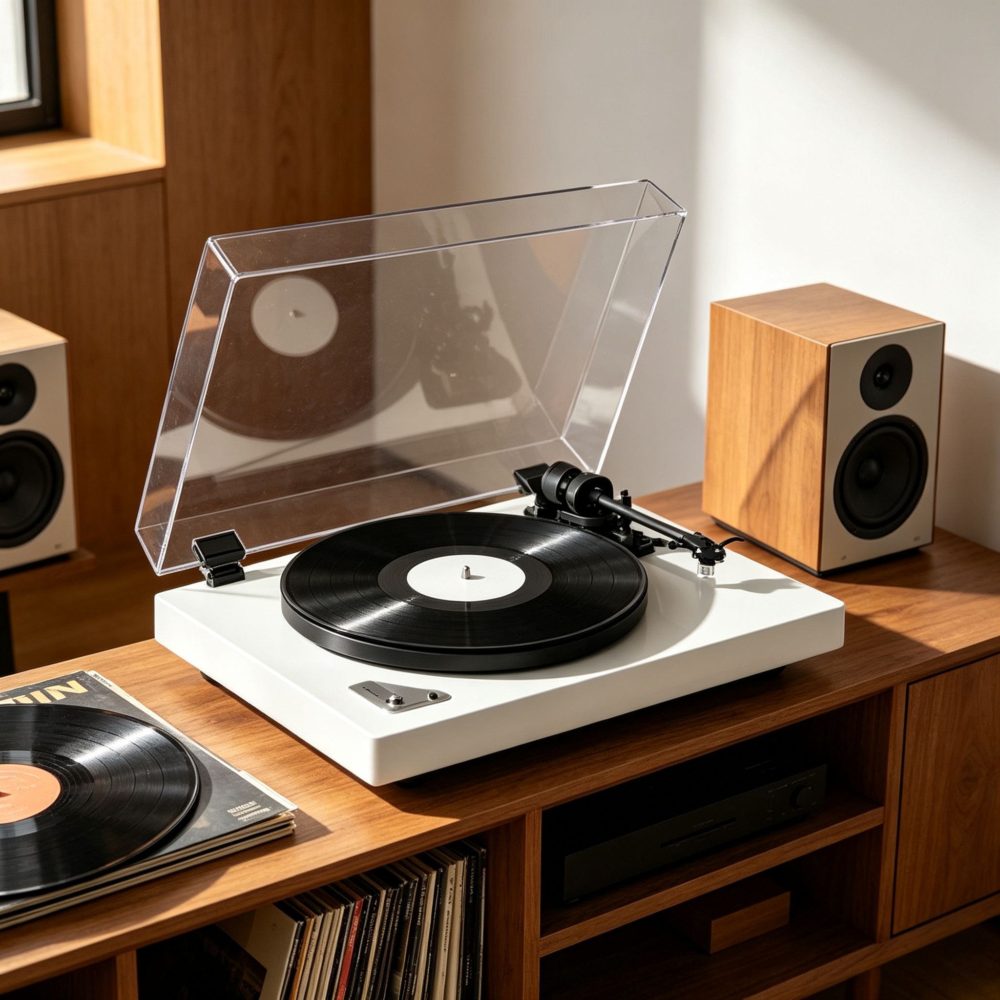 AUDURA Pure turntable setup with external speakers for flexible vinyl listening experience