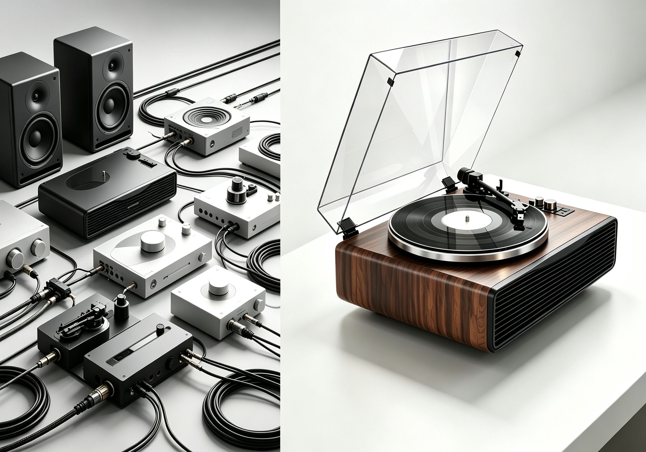 AUDURA simplified vinyl listening system compared with traditional setups