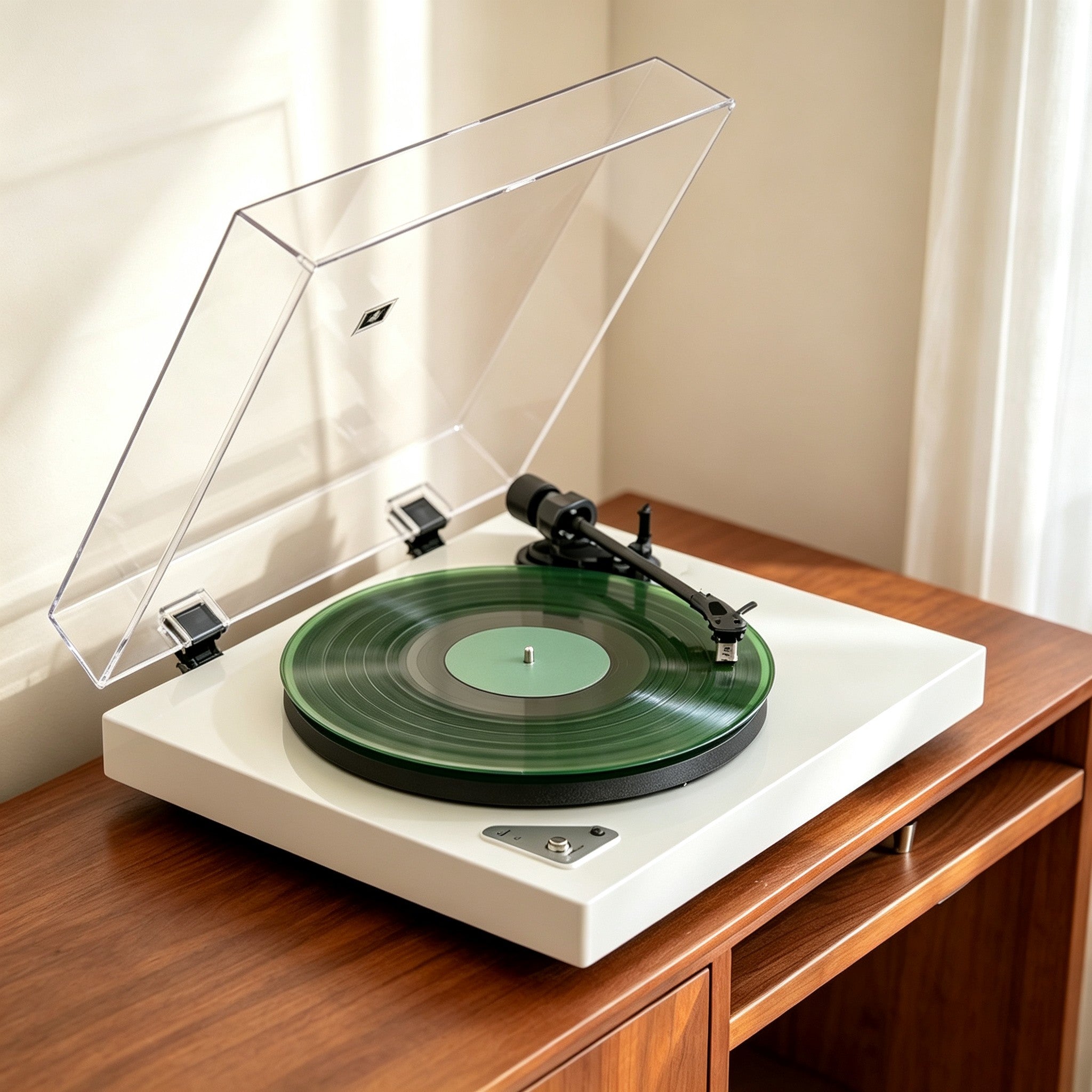 AUDURA turntable placed on a stable surface for better vinyl playback