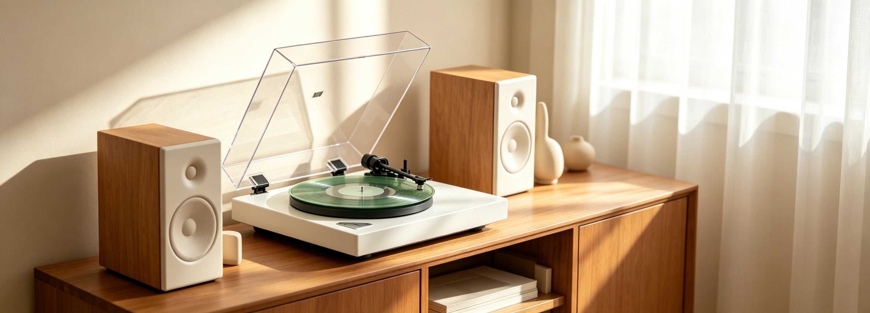AUDURA vinyl listening experience with turntable and home audio system