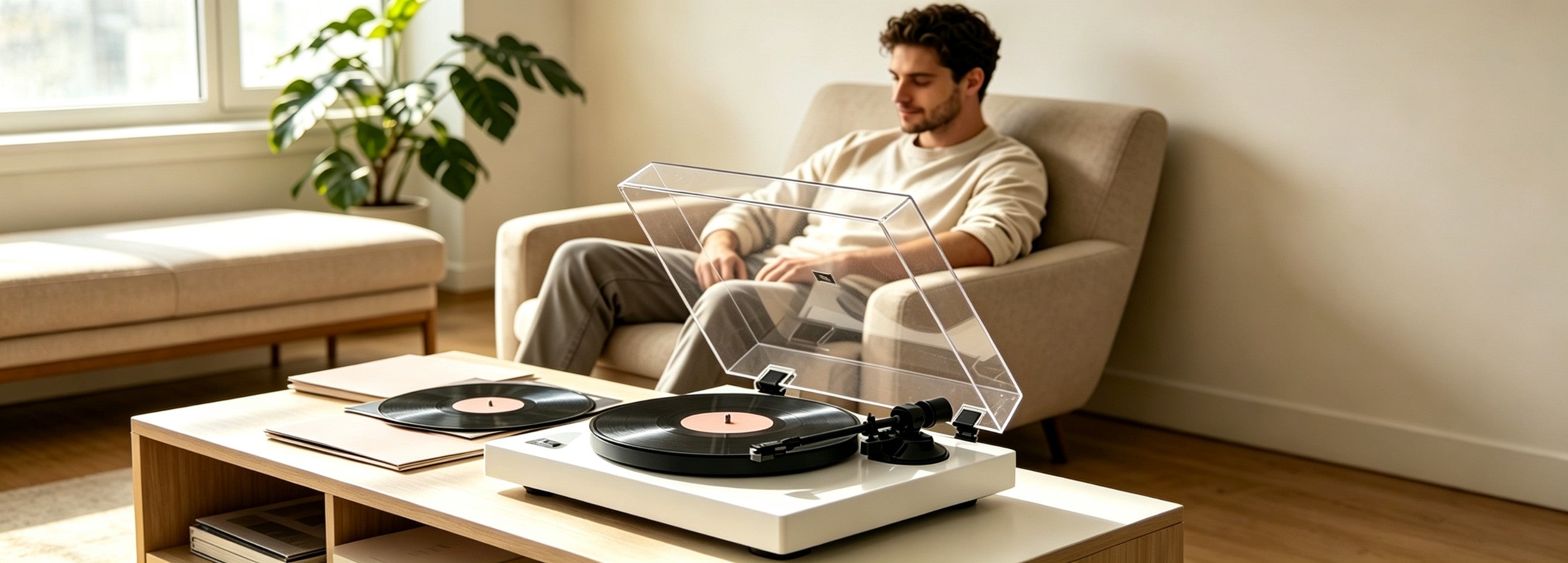 AUDURA record player in a modern vinyl listening room