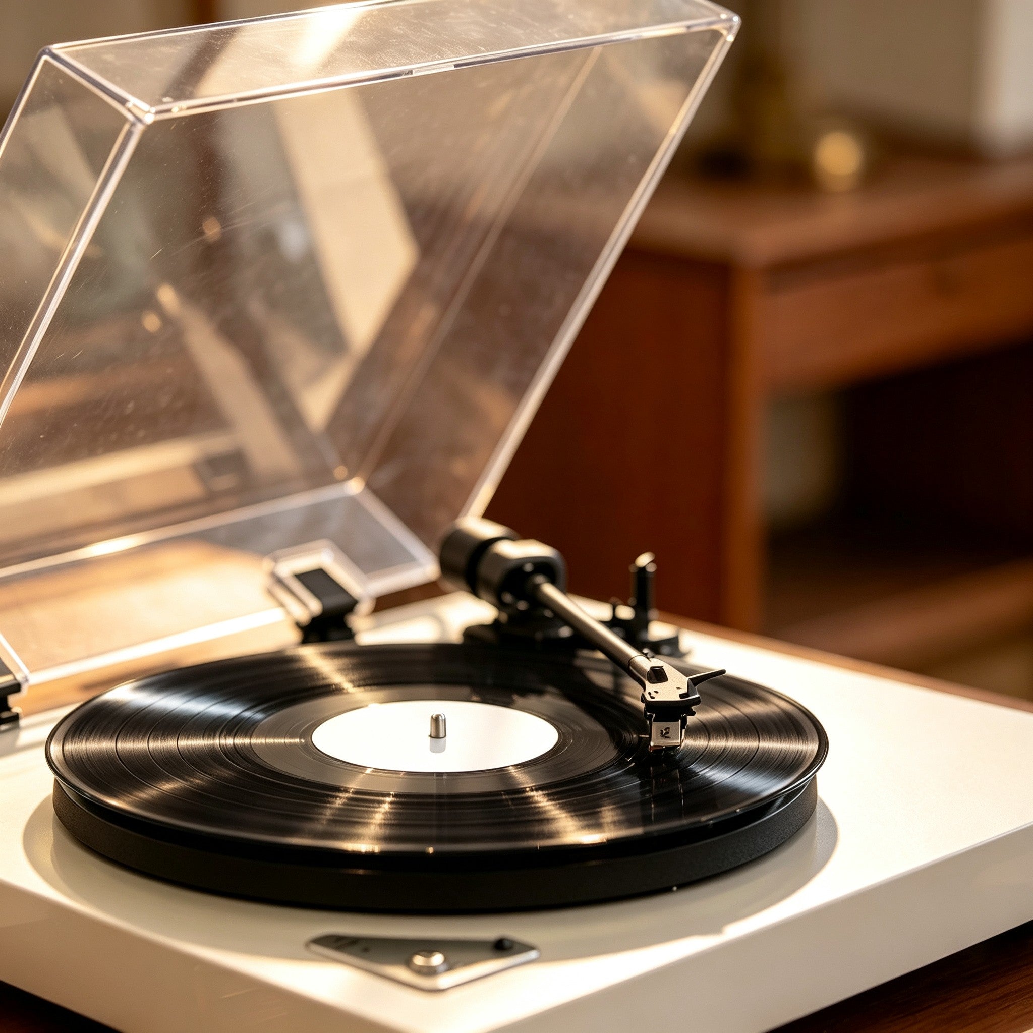 AUDURA turntable playing vinyl record with warm analog listening experience