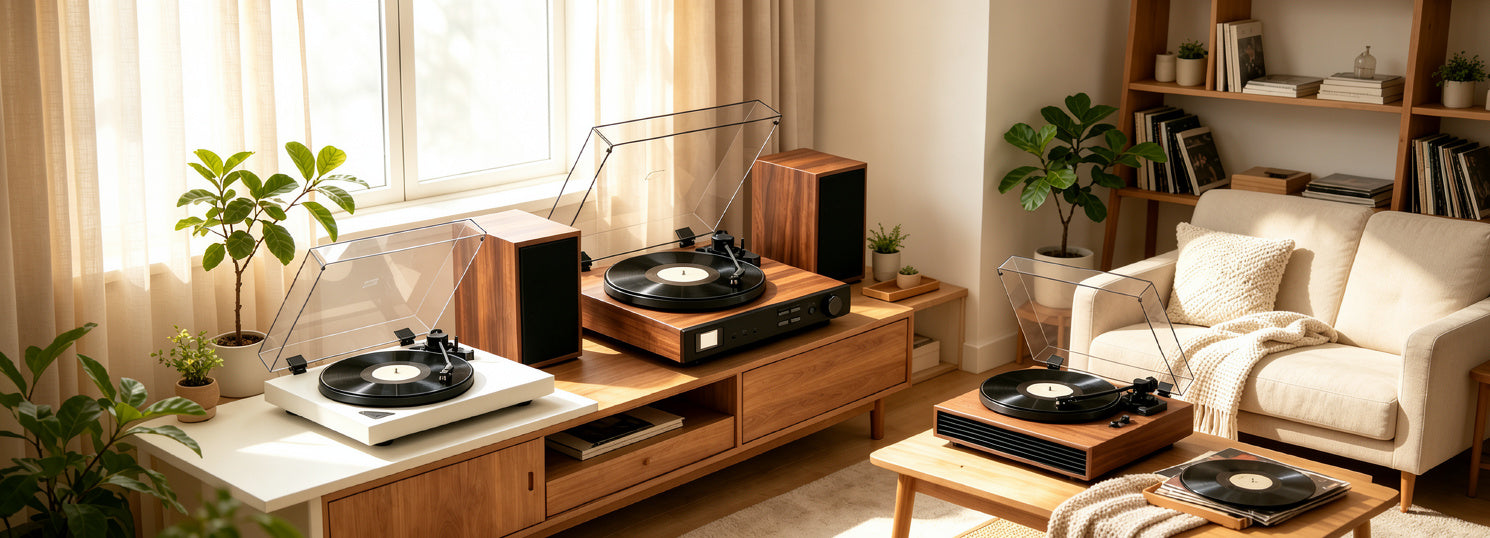 AUDURA One Pure and Play vinyl systems in a modern home listening space