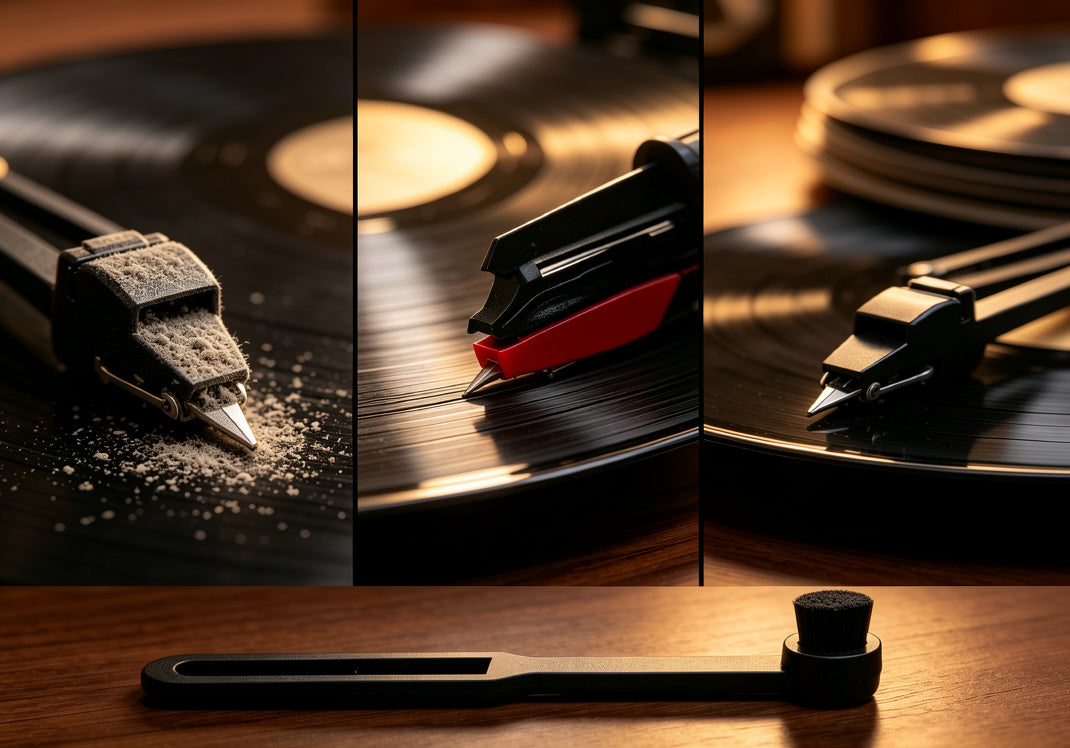 AUDURA stylus cleaning brush helps protect turntable stylus from dust buildup and improve vinyl playback performance