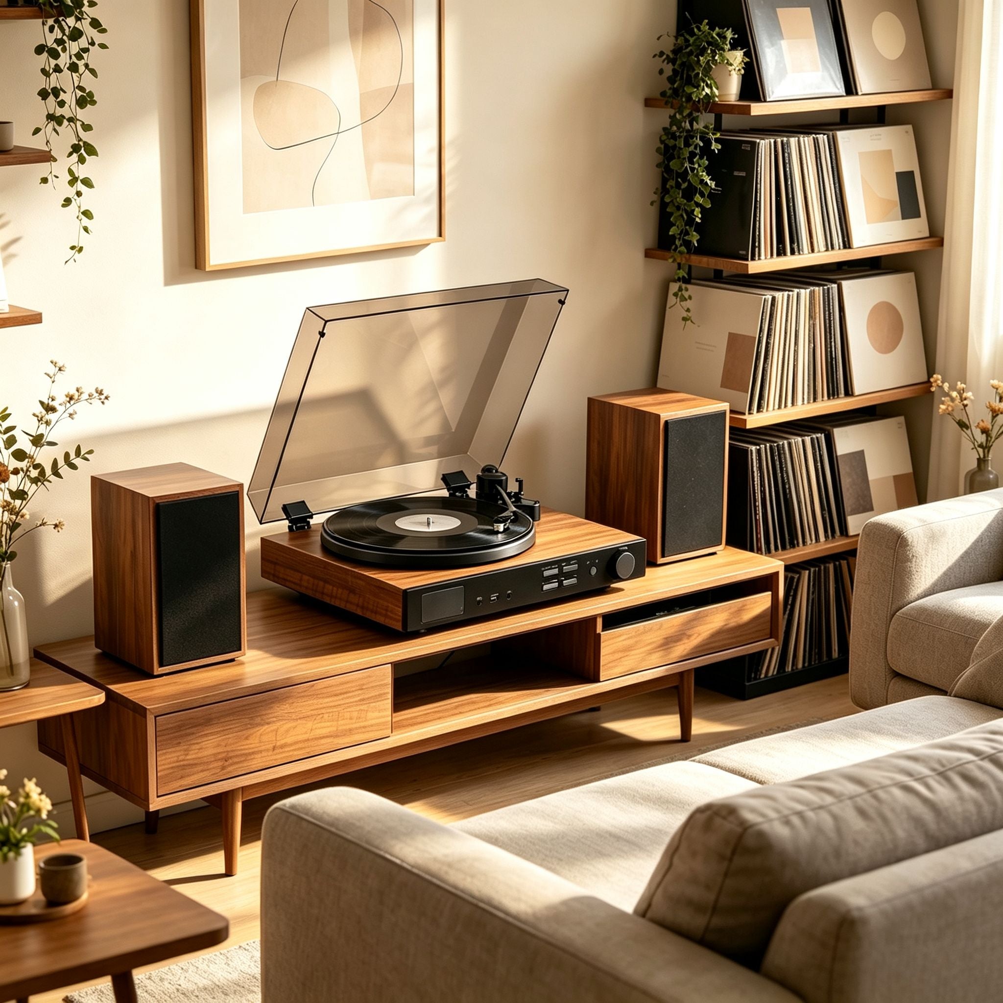 AUDURA One vinyl setup in a modern home listening space