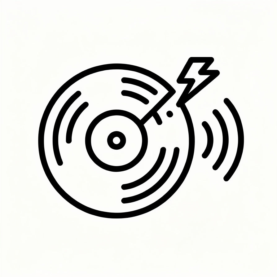 Icon showing anti-static vinyl record protection to reduce dust attraction and surface noise