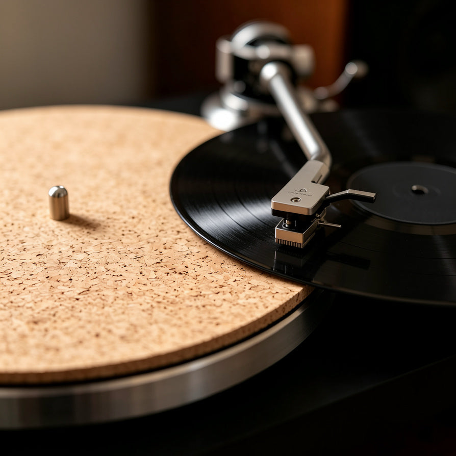 AUDURA cork turntable mat with natural damping for refined vinyl playback