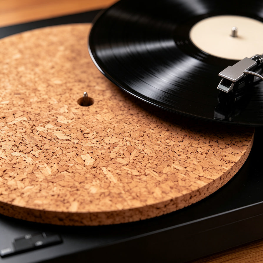 AUDURA cork turntable mat with natural damping for balanced analog vinyl playback