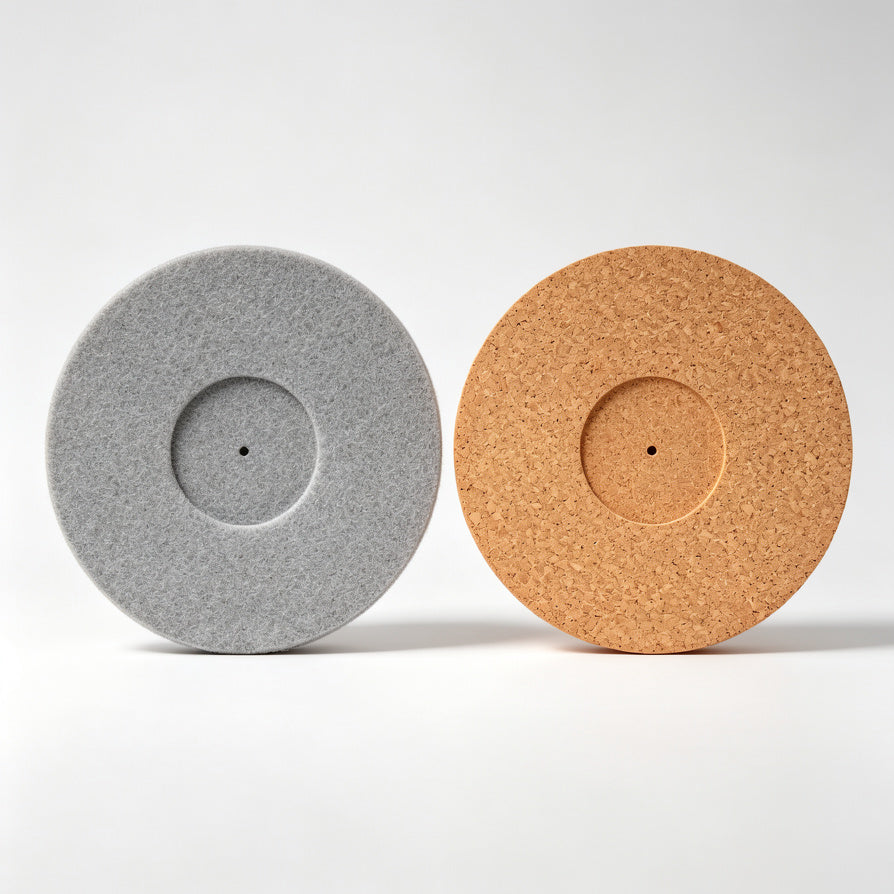 AUDURA cork slipmat compared with traditional felt turntable mat