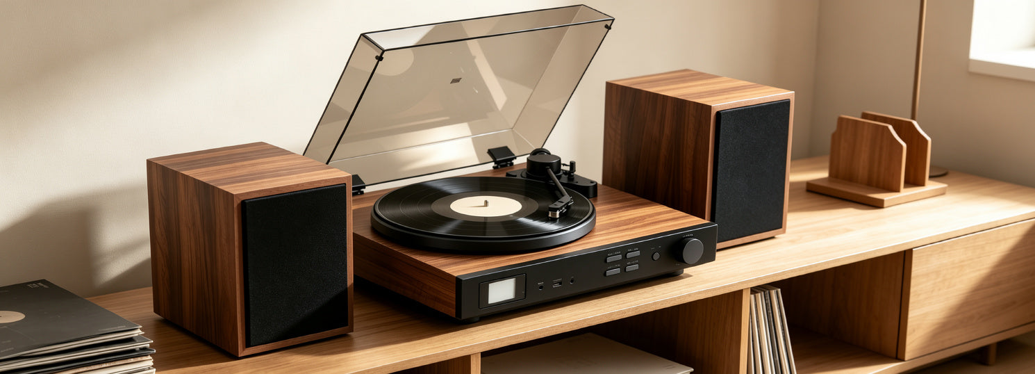 AUDURA Essentials premium vinyl system designed for modern home listening