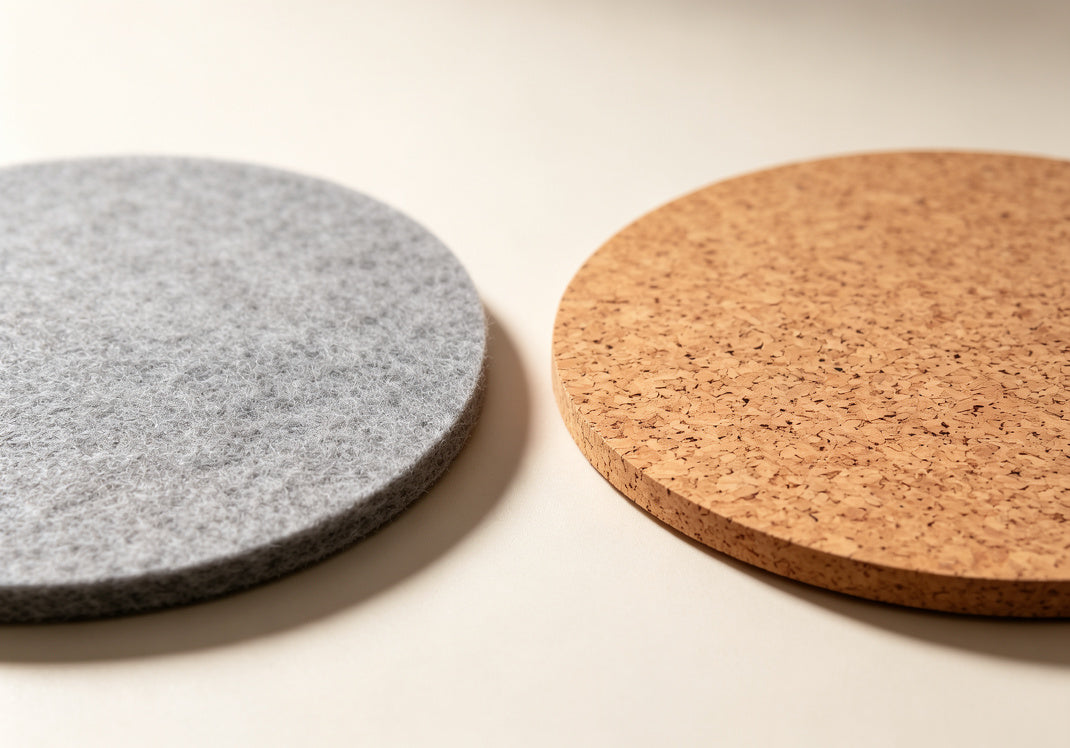 AUDURA natural cork turntable mat compared with traditional felt slipmat material