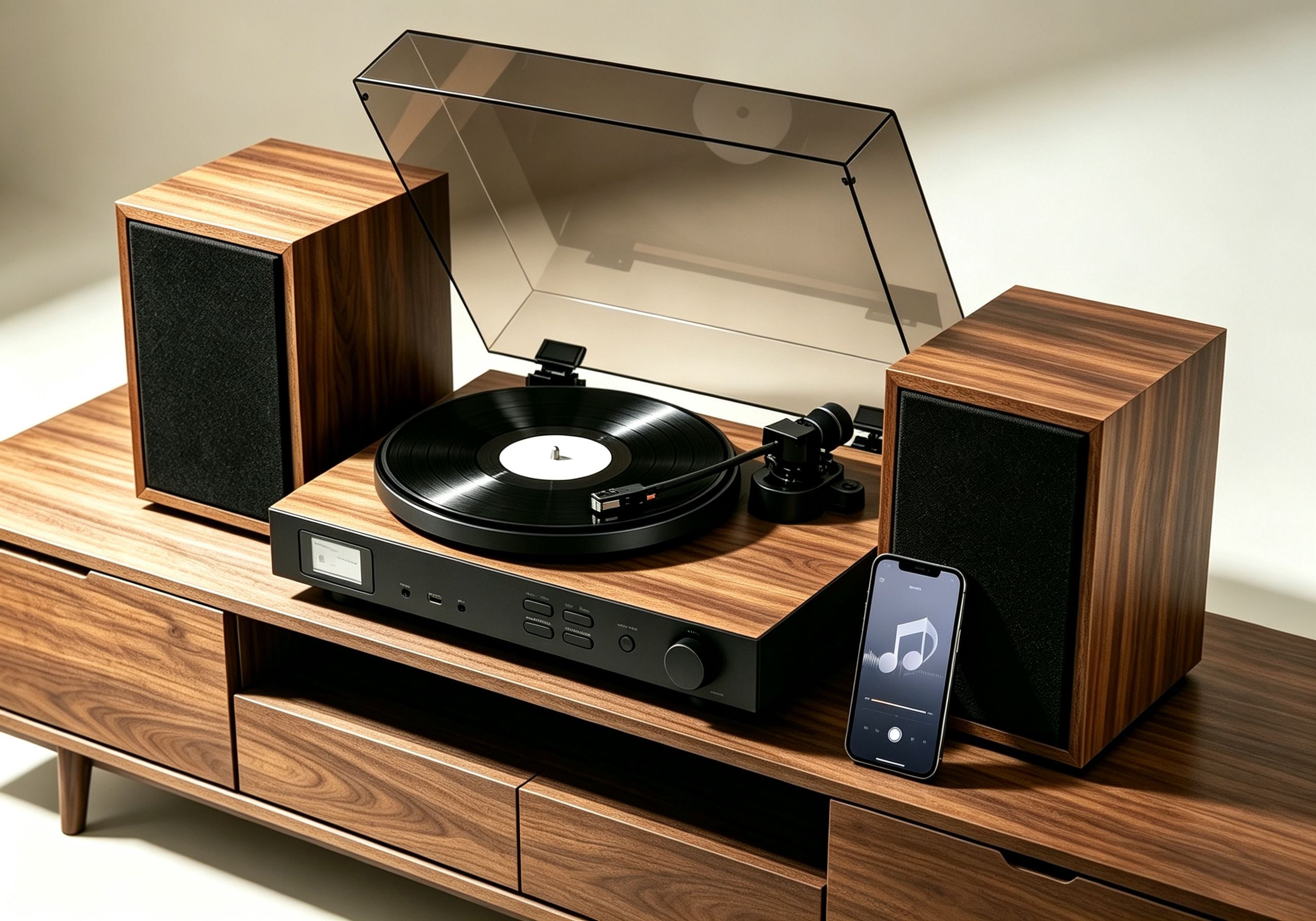 AUDURA One vinyl record player with Bluetooth and modern home audio connectivity