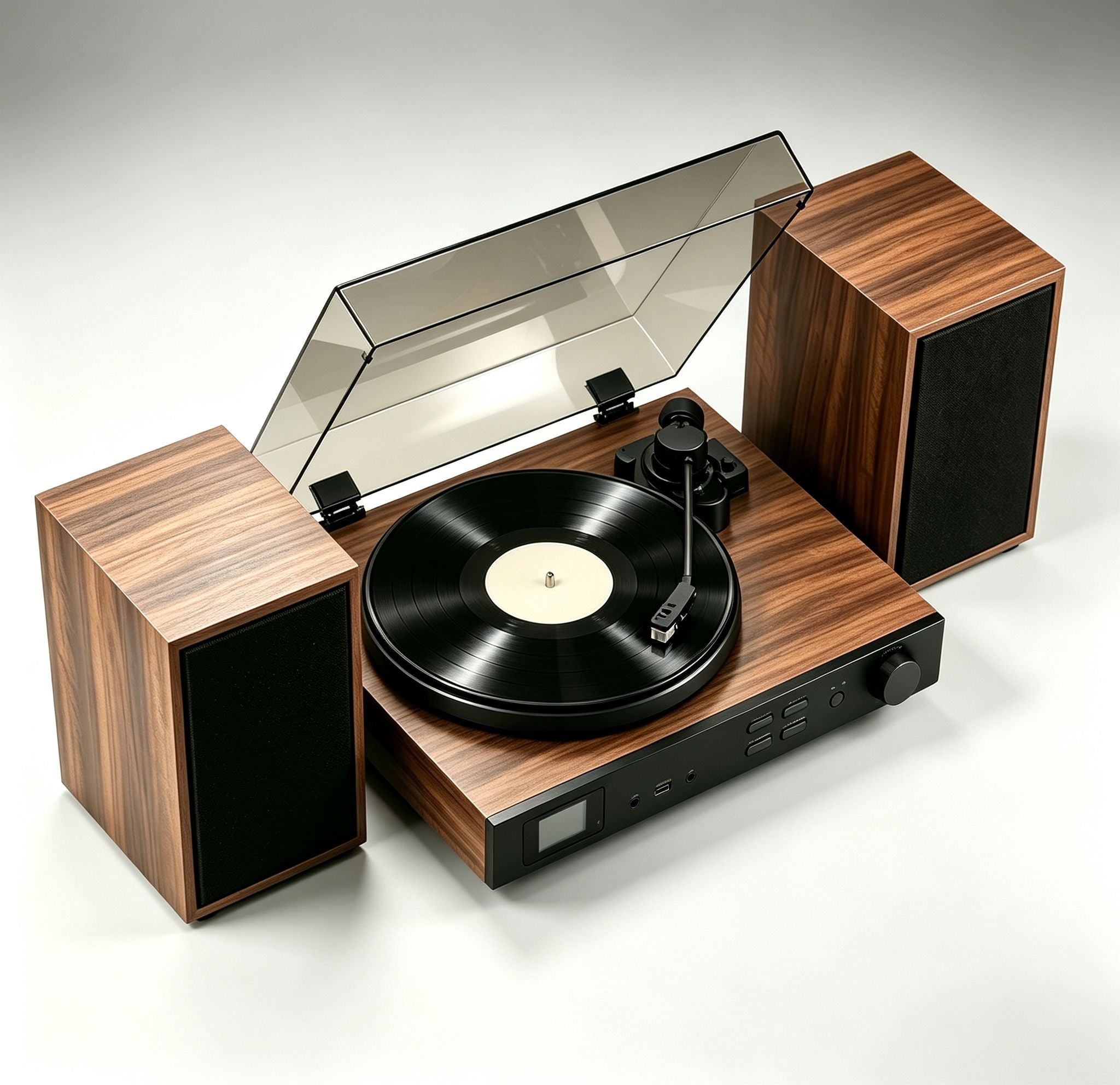 AUDURA One premium all-in-one vinyl system with integrated speakers for home listening