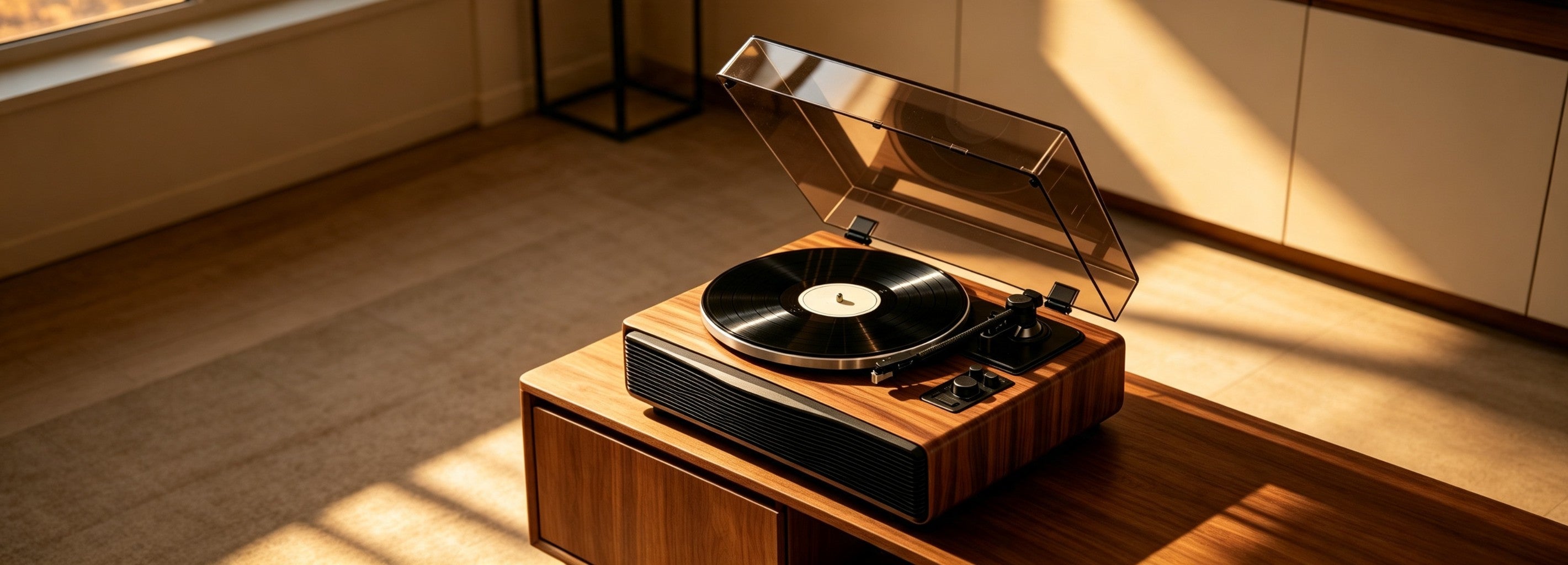 AUDURA Play Walnut all-in-one record player designed for modern homes