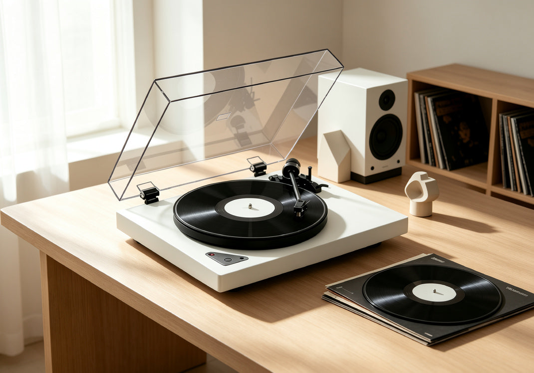 AUDURA Pure minimalist Bluetooth turntable designed for flexible vinyl audio setups