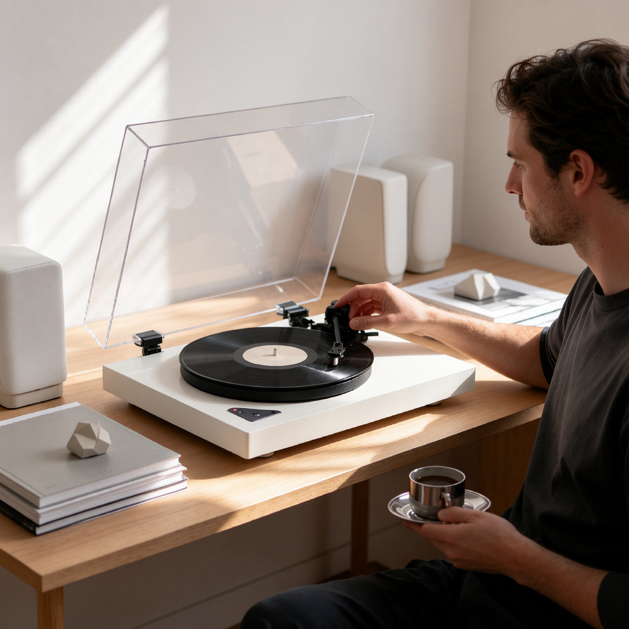 AUDURA Pure minimalist Bluetooth turntable designed for modern audio setups