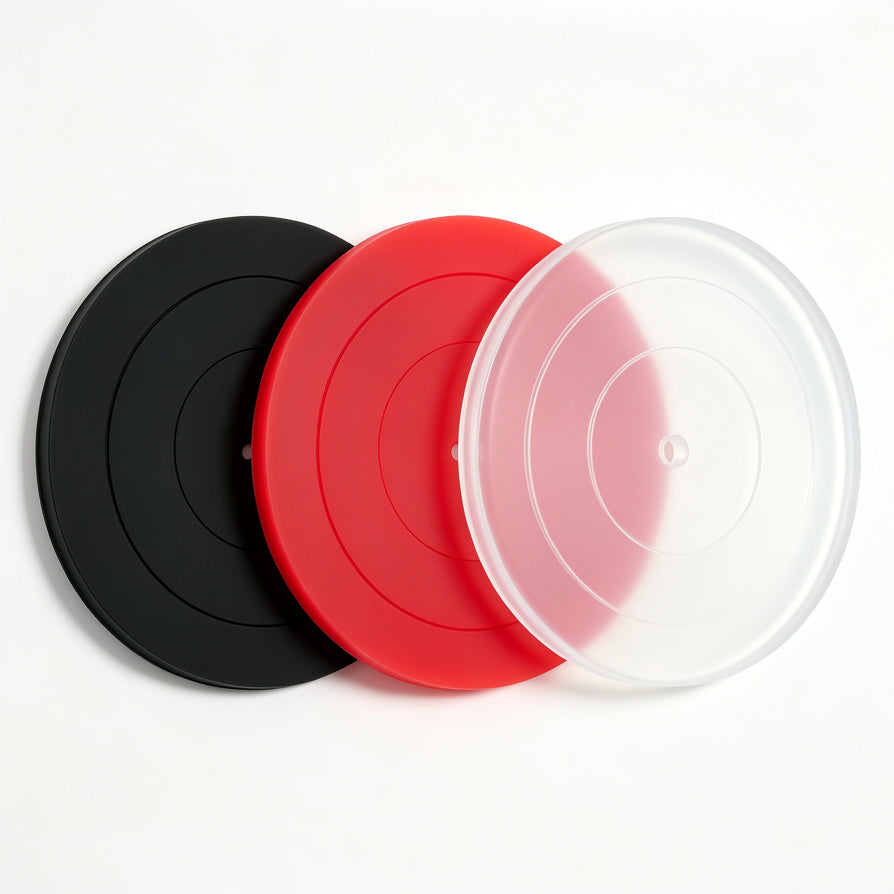 AUDURA silicone turntable mat available in black red and transparent colors