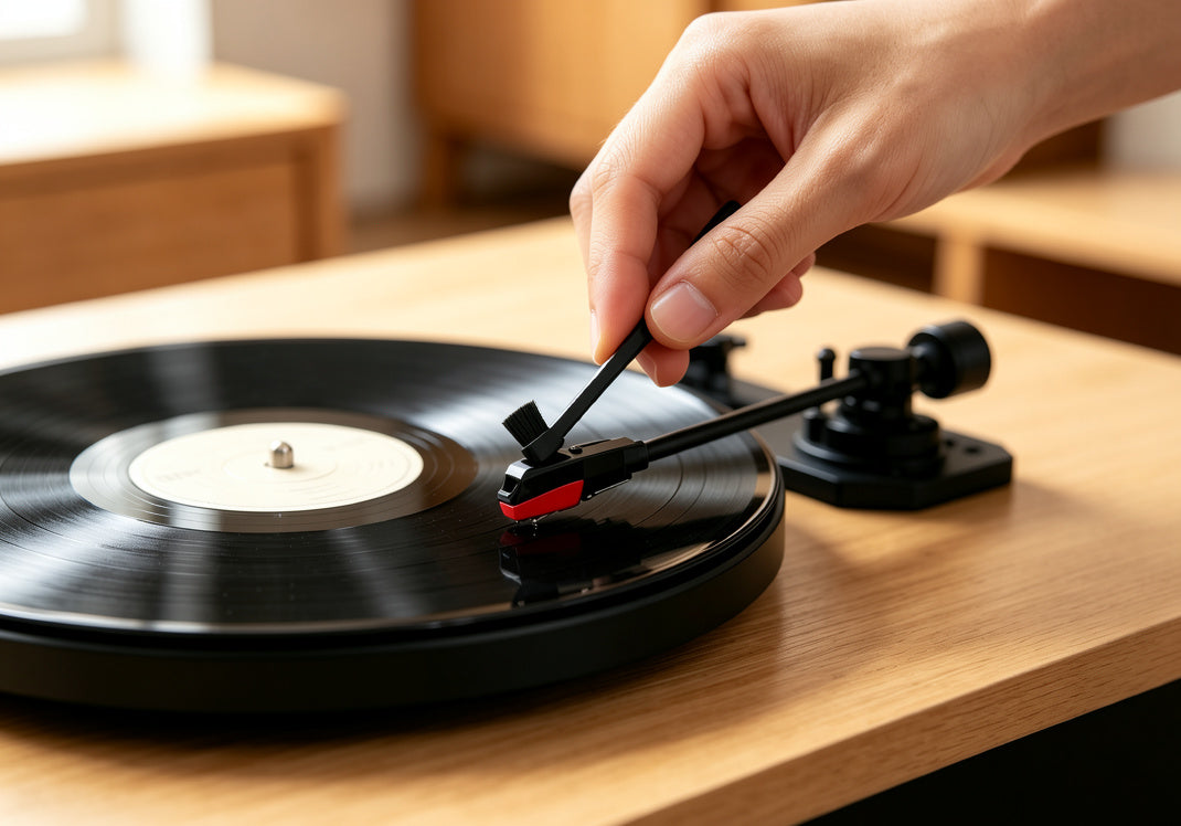 How to use AUDURA stylus cleaning brush on a turntable needle