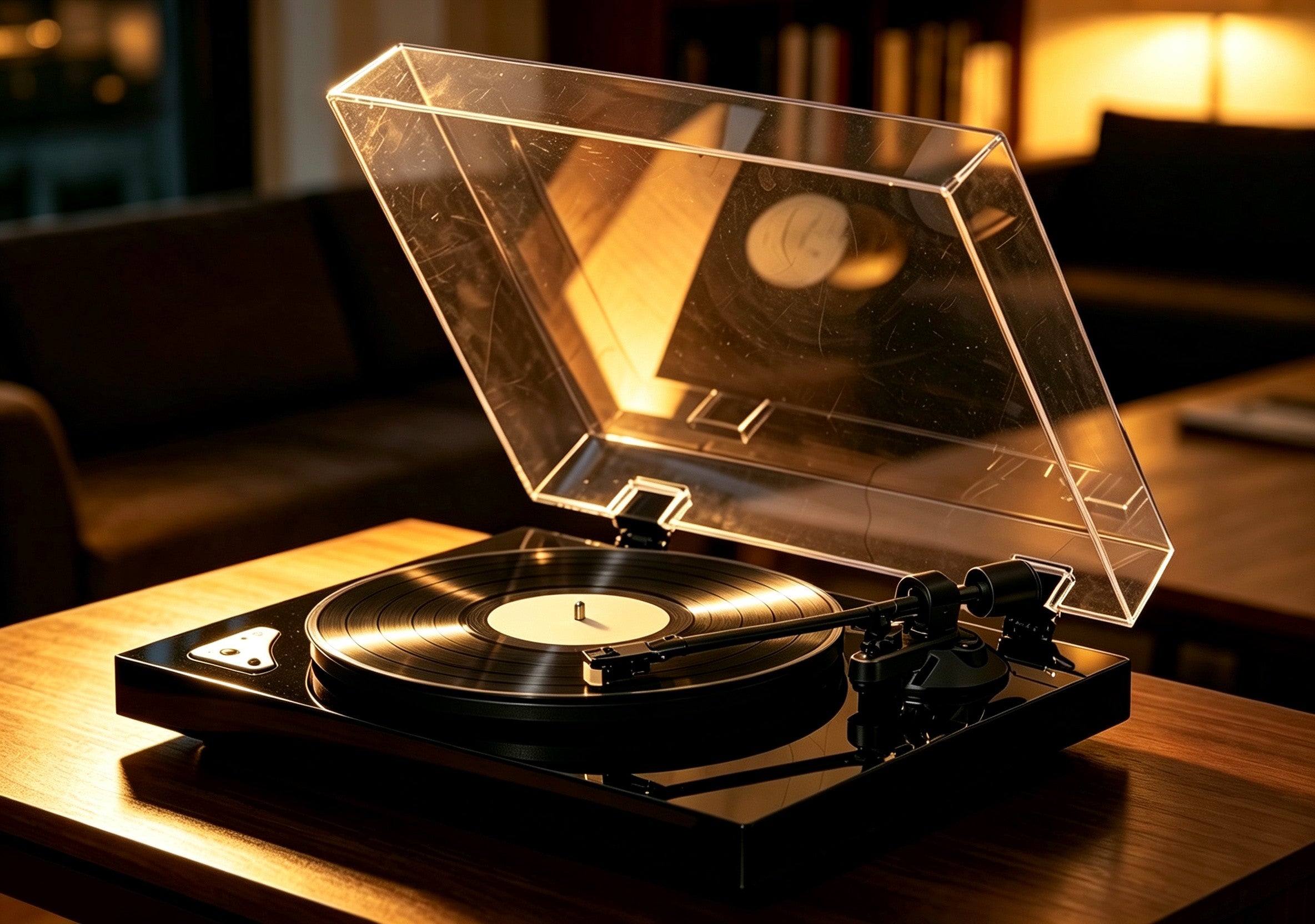 AUDURA turntable playing first vinyl record