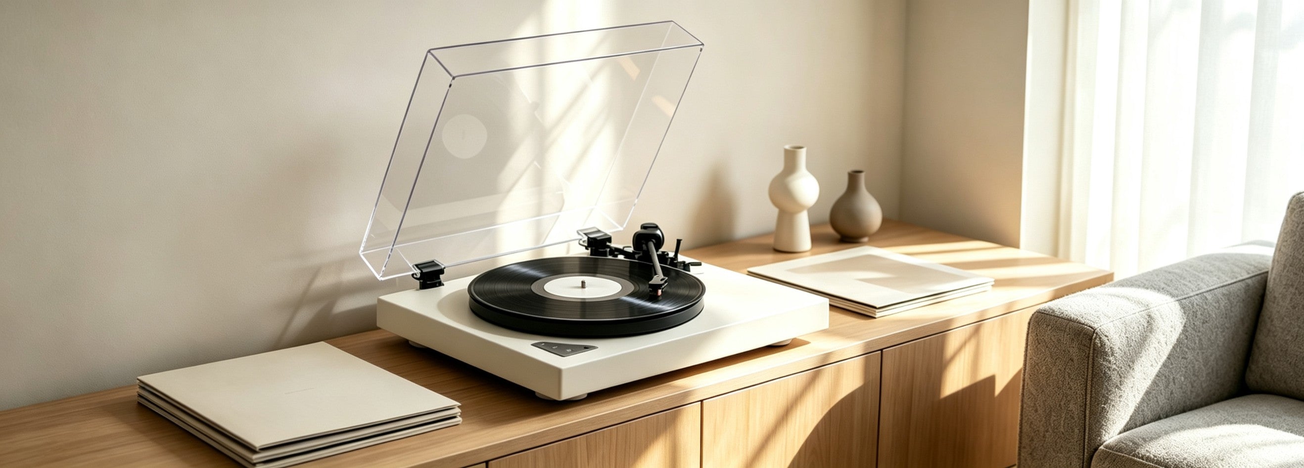 AUDURA turntable setup guide in modern home listening environment