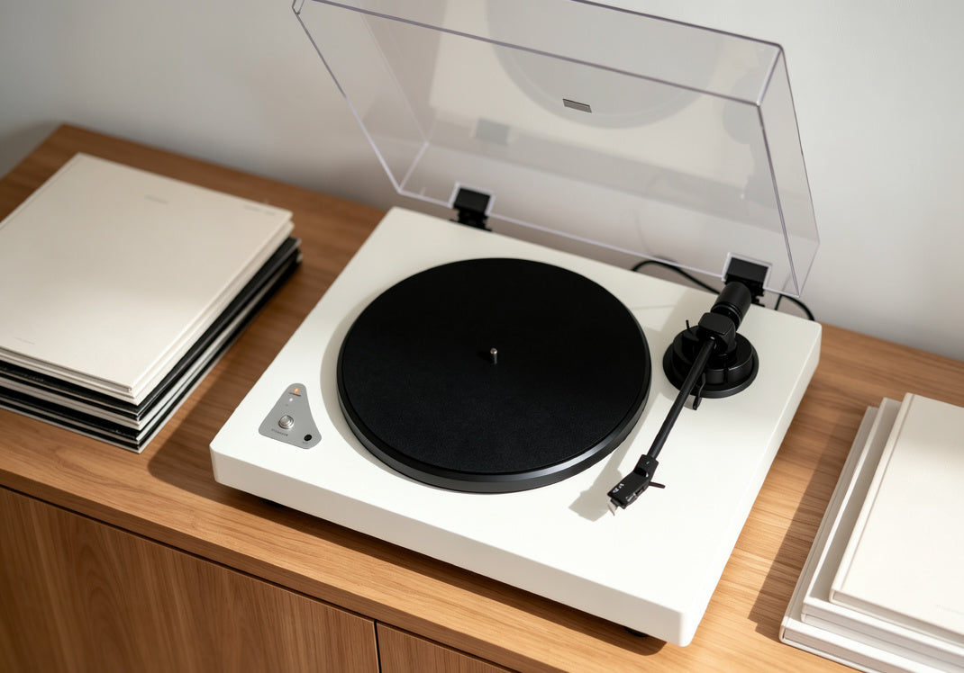 AUDURA Pure belt-drive turntable representing precision vinyl listening experience