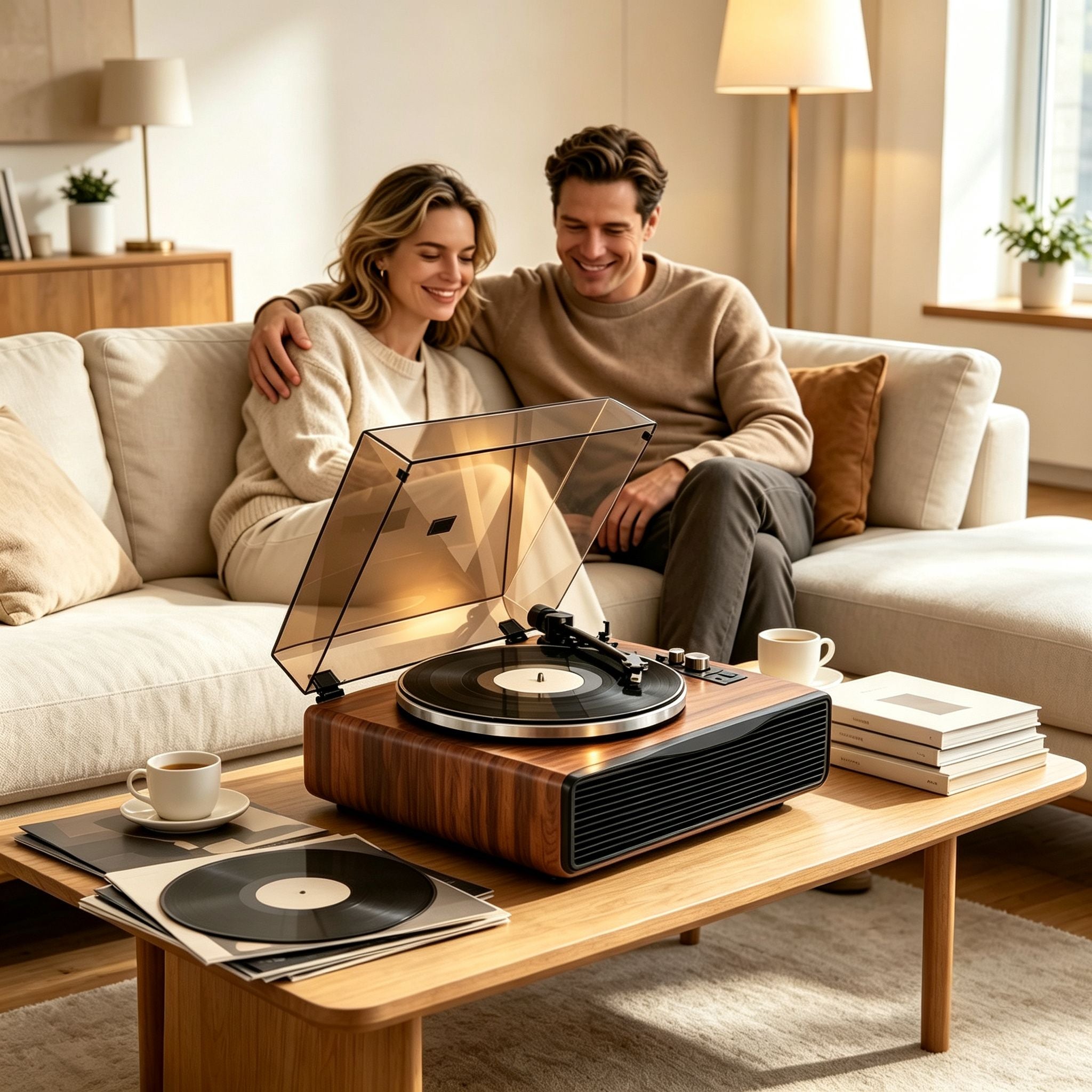 AUDURA vinyl listening lifestyle with friends