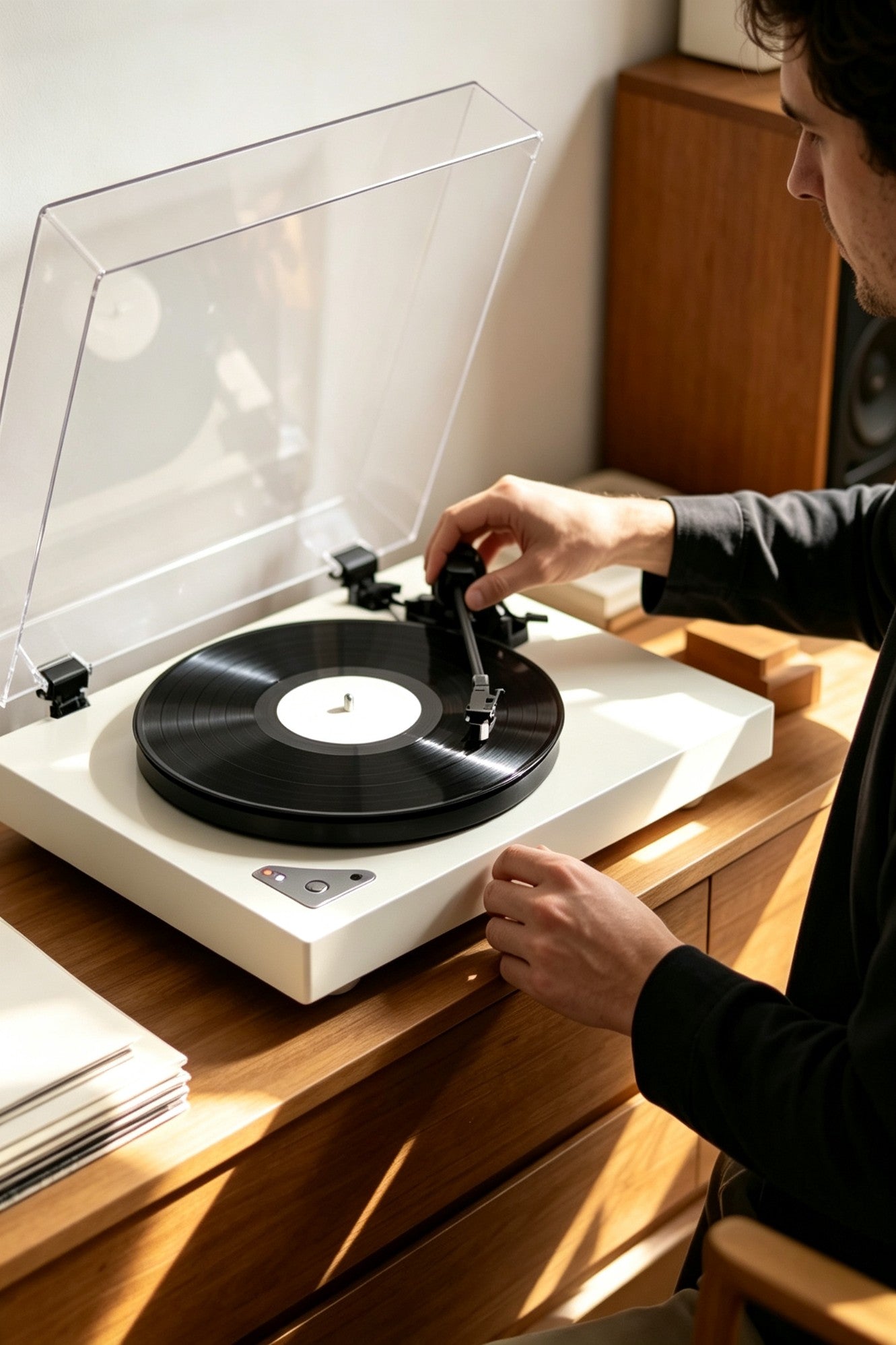 vinyl listening ritual with AUDURA turntable