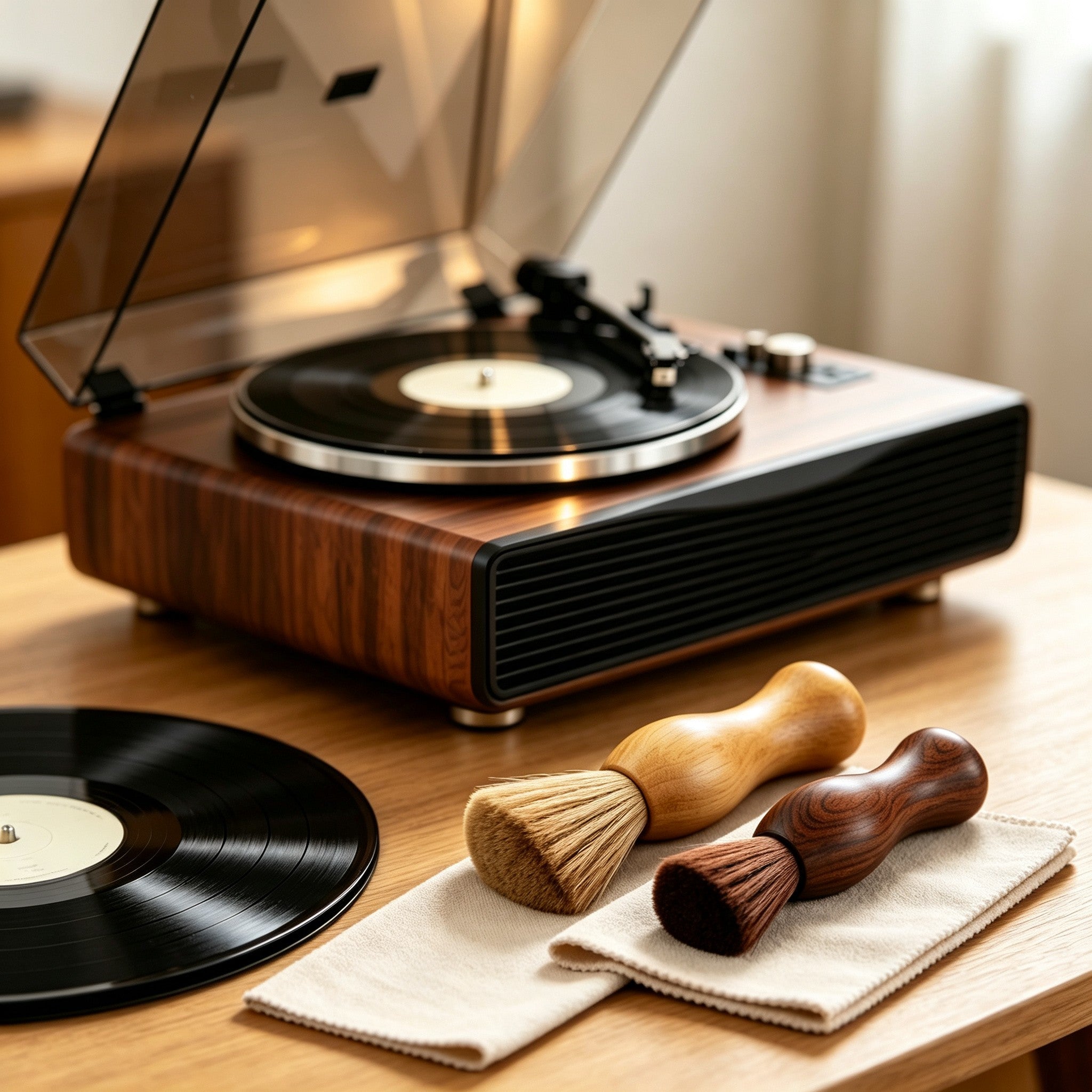 AUDURA vinyl record care and cleaning setup
