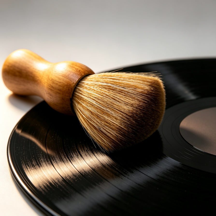 AUDURA vinyl record cleaning brush helps reduce surface noise