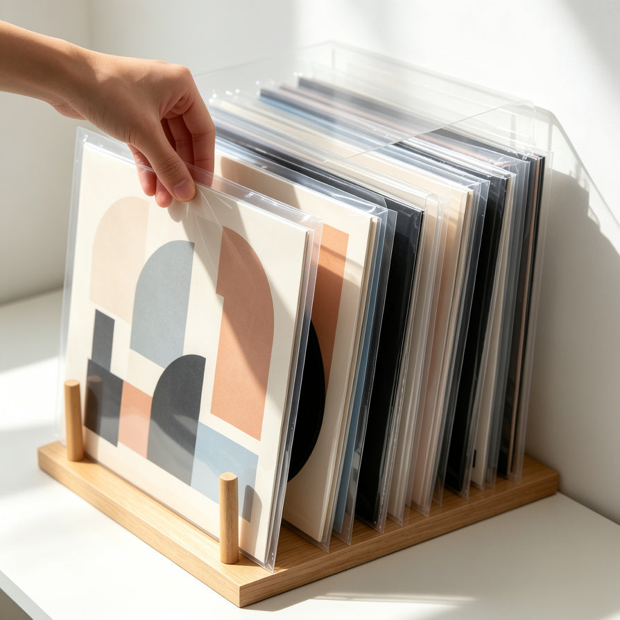 Outer sleeves helping reduce shelf wear on vinyl record jackets