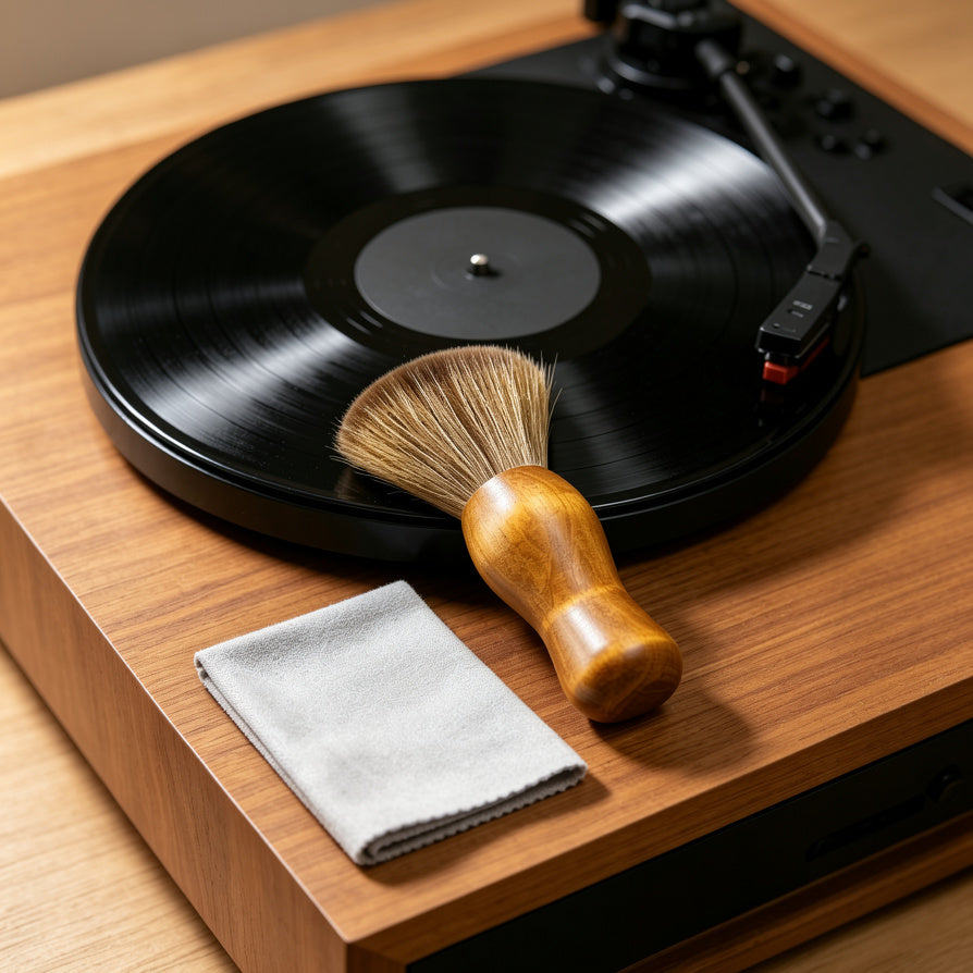 AUDURA vinyl brush helps protect record collection