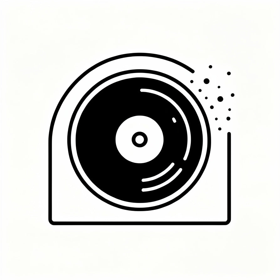 Icon showing vinyl record protection against dust and surface contamination