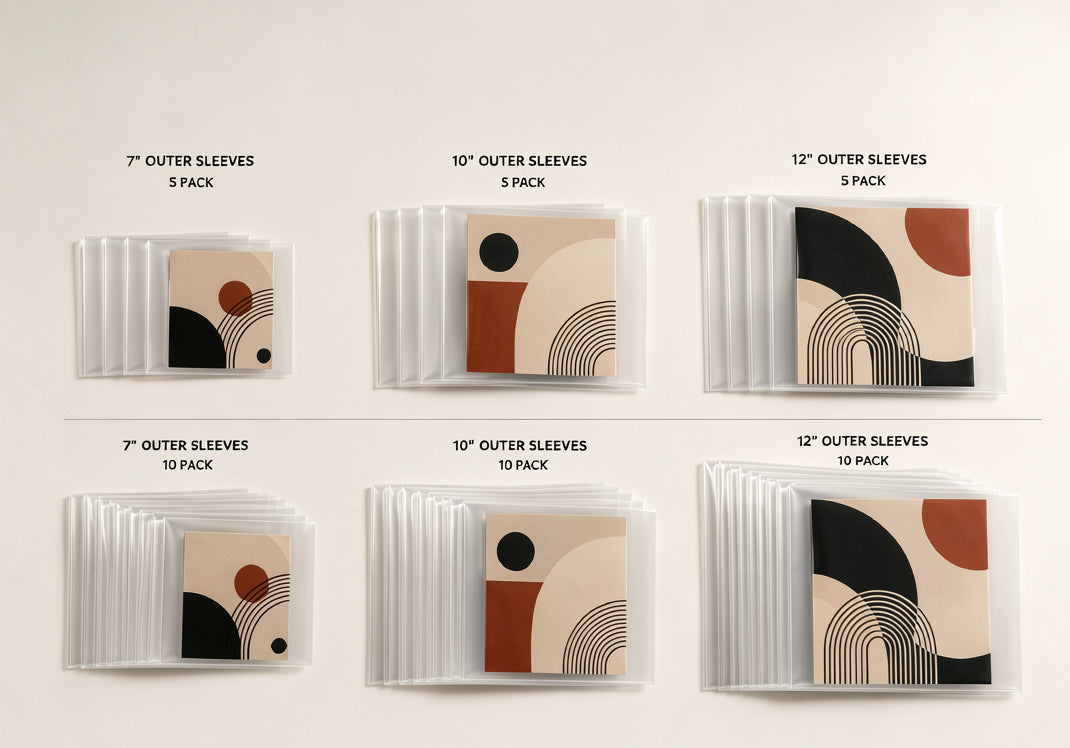 5 pack and 10 pack vinyl record outer sleeves